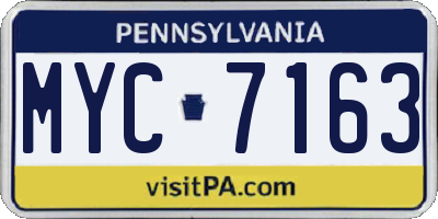 PA license plate MYC7163