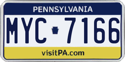 PA license plate MYC7166