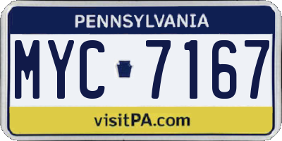 PA license plate MYC7167