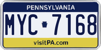 PA license plate MYC7168