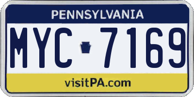 PA license plate MYC7169