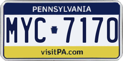 PA license plate MYC7170