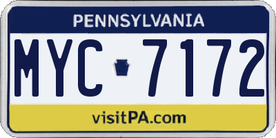 PA license plate MYC7172