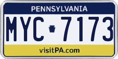PA license plate MYC7173