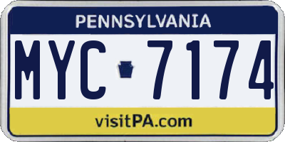 PA license plate MYC7174