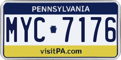 PA license plate MYC7176