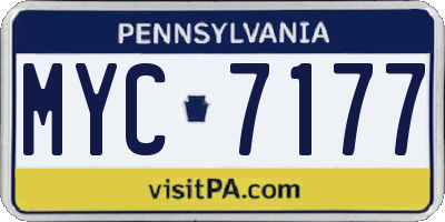 PA license plate MYC7177