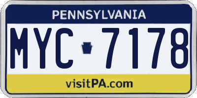 PA license plate MYC7178