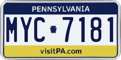 PA license plate MYC7181