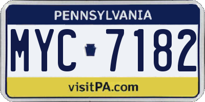 PA license plate MYC7182
