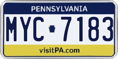 PA license plate MYC7183