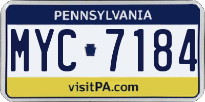 PA license plate MYC7184
