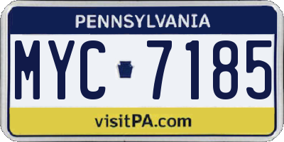 PA license plate MYC7185