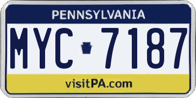 PA license plate MYC7187