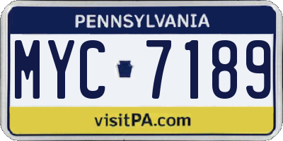 PA license plate MYC7189