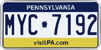 PA license plate MYC7192
