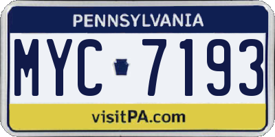 PA license plate MYC7193