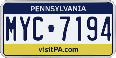 PA license plate MYC7194