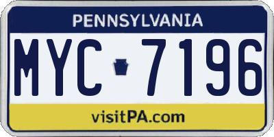 PA license plate MYC7196