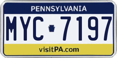 PA license plate MYC7197