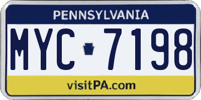 PA license plate MYC7198