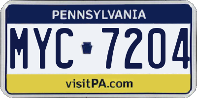 PA license plate MYC7204