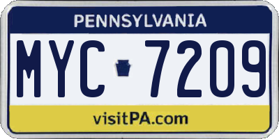 PA license plate MYC7209