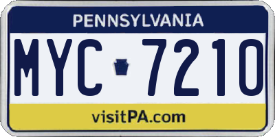 PA license plate MYC7210