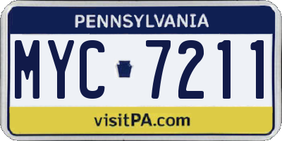 PA license plate MYC7211