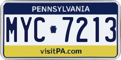 PA license plate MYC7213