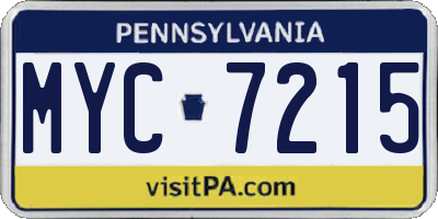 PA license plate MYC7215