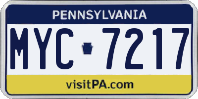 PA license plate MYC7217