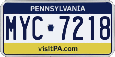 PA license plate MYC7218