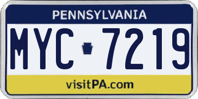 PA license plate MYC7219