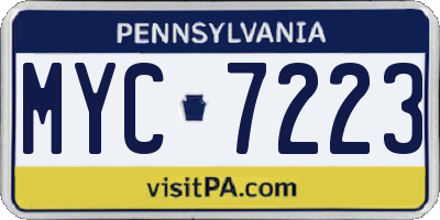 PA license plate MYC7223