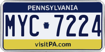 PA license plate MYC7224