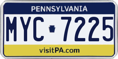 PA license plate MYC7225