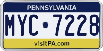 PA license plate MYC7228