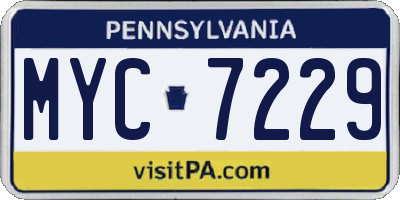 PA license plate MYC7229