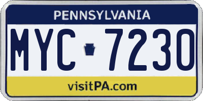 PA license plate MYC7230
