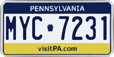 PA license plate MYC7231