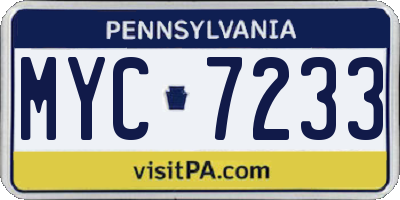 PA license plate MYC7233