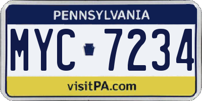 PA license plate MYC7234
