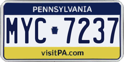 PA license plate MYC7237