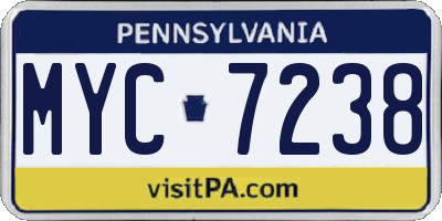 PA license plate MYC7238