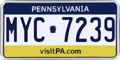 PA license plate MYC7239