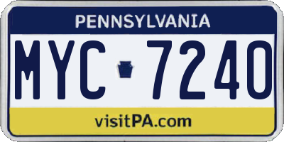 PA license plate MYC7240