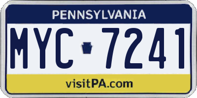 PA license plate MYC7241