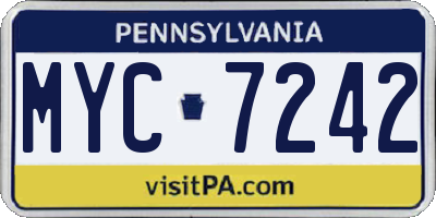 PA license plate MYC7242