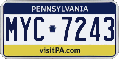 PA license plate MYC7243